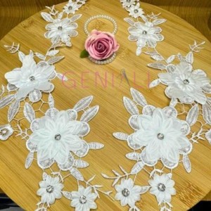 APLIQUE 13 C/STRAS BCO 12,5X41CM 3 PARES