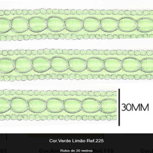 GALAO 85 225 VD FOLHA/PRATA LARG:3CM 20M