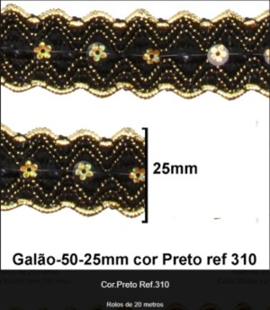 GALAO 50.310 PRETO OURO LARG:2,5