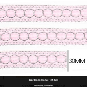 GALAO 85 133 ROSA BB/PRATA LARG:3CM 20M