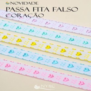 Galão Coração Falso Passafita 1,7cm c/ 10metros Diversas cores 