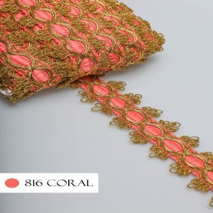 GALAO 86 816 CORAL/OURO LARG:5,0CM 20M