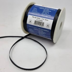 FITA DE CETIM MANTOVANI 4MM PRETO