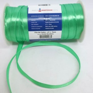 FITA DE CETIM MANTOVANI 7MM VERDE BANDEI
