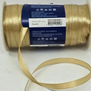 FITA DE CETIM MANTOVANI 7MM DOURADO