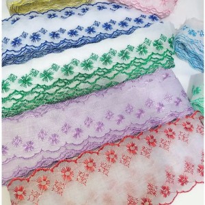 Bordado Inglês 5cm Bicolor Peça com 13,7 metros - Lese Bico Tira Bordada - Poliéster Algodão